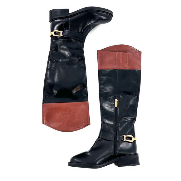 Elegant Black and Brown Women's Riding Boots - Picture 4 of 9